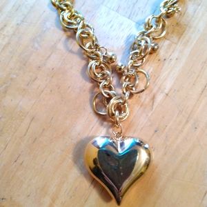 Stainless/18k Yellow Gold Triple Chunky Circles, Dangle Balls Valentine Necklace